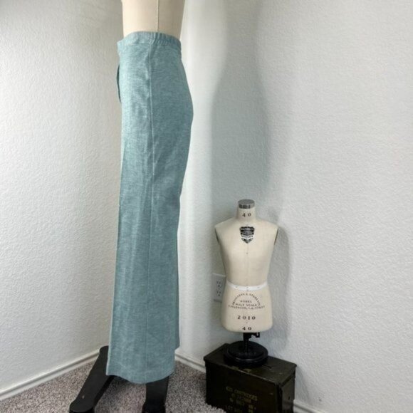 VTG High Waist Chevron Wide Leg Mint Trousers - Picture 3 of 7